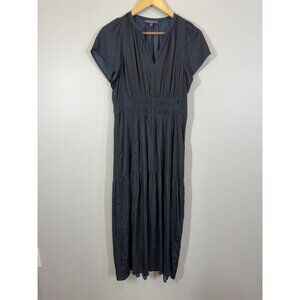 Grade & Gather Navy Tiered Maxi Dress Size L Smocked Ruffle Polyester